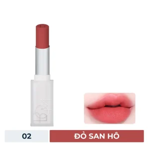 Son Mịn Lì B.O.M #02 Smoked Coral - Đỏ San Hô 3.3g