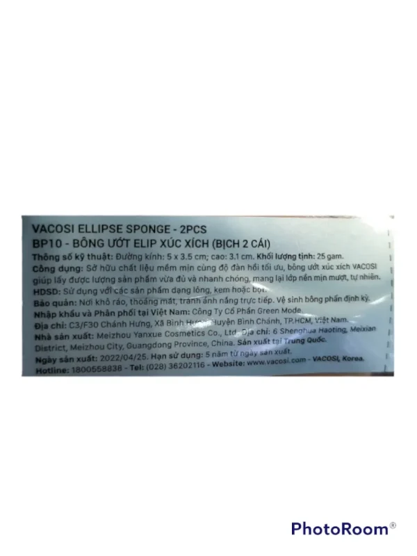 Bông Phấn Ướt Vacosi Elip Xúc Xích (Bịch 2 Cái) Ellipse Sponge - Hình ảnh 3